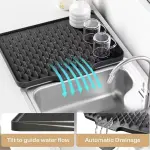 Big Size Silicon Drain Mat 14x10 Inch Anti Slip Sink Drain Mat For Kitchen Waterproof Pad For Kitchen